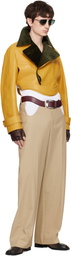 Jean Paul Gaultier Yellow Curved Waistband Leather Jacket