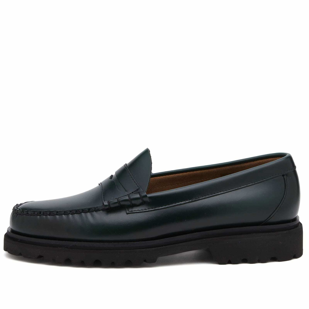 Bass Weejuns Men's Larson Step Lug Moc in Dark Green Leather