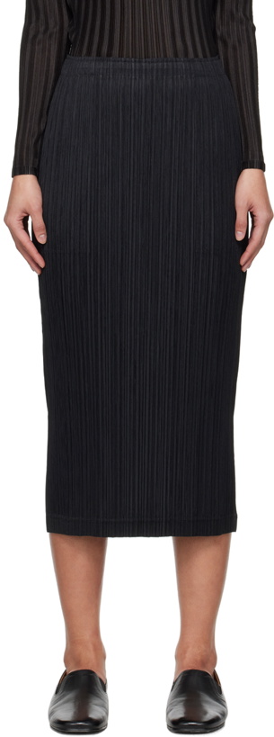 Photo: PLEATS PLEASE ISSEY MIYAKE Black Thicker Bottoms 1 Midi Skirt