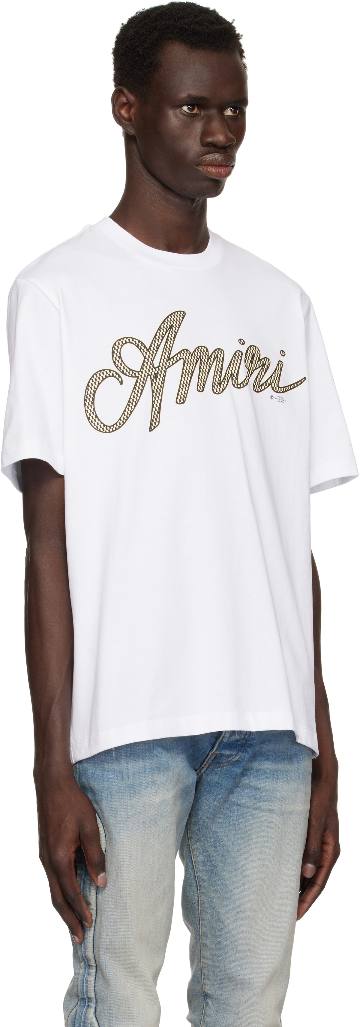 AMIRI ホワイト Tシャツ ロゴプリント AMIRI logo-print Cotton T-shirt | White | FARFETCH