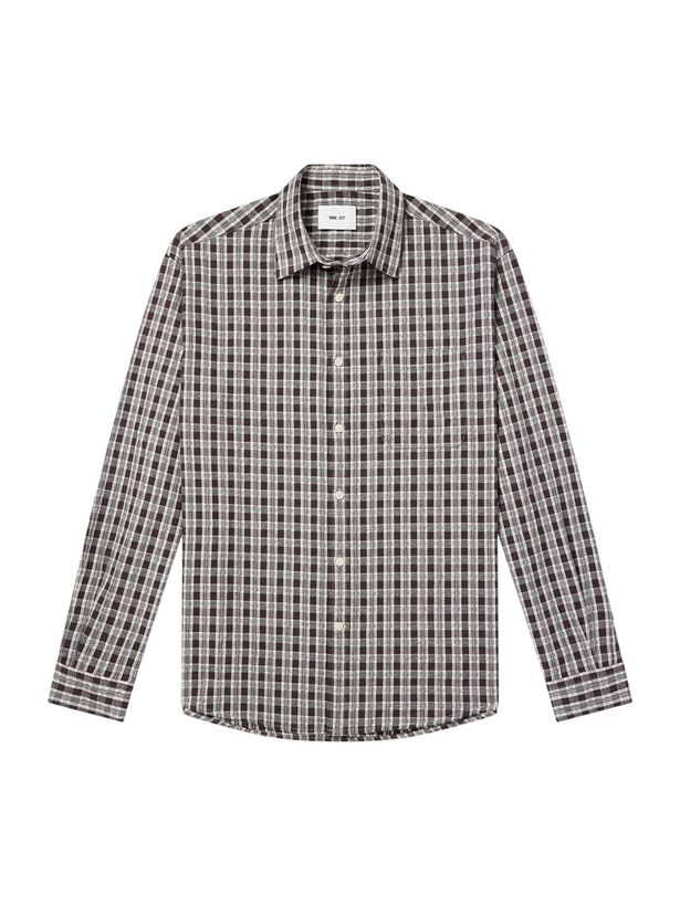 Photo: NN07 - Deon 50007 Checked Mouliné Woven Organic Cotton Shirt - Brown