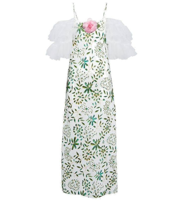 Photo: Rodarte Floral-appliqué silk midi dress