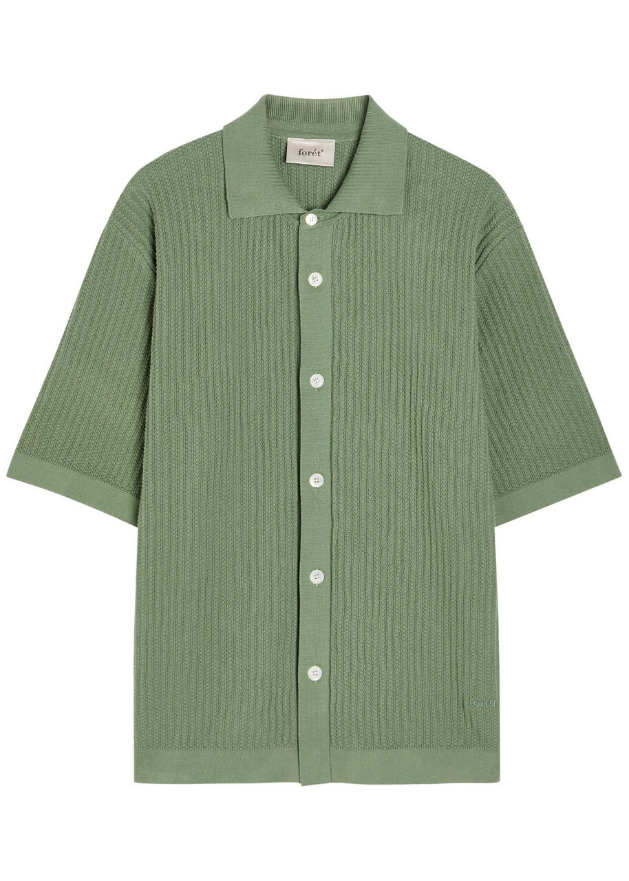 Forét Textured-knit Cotton Shirt Green
