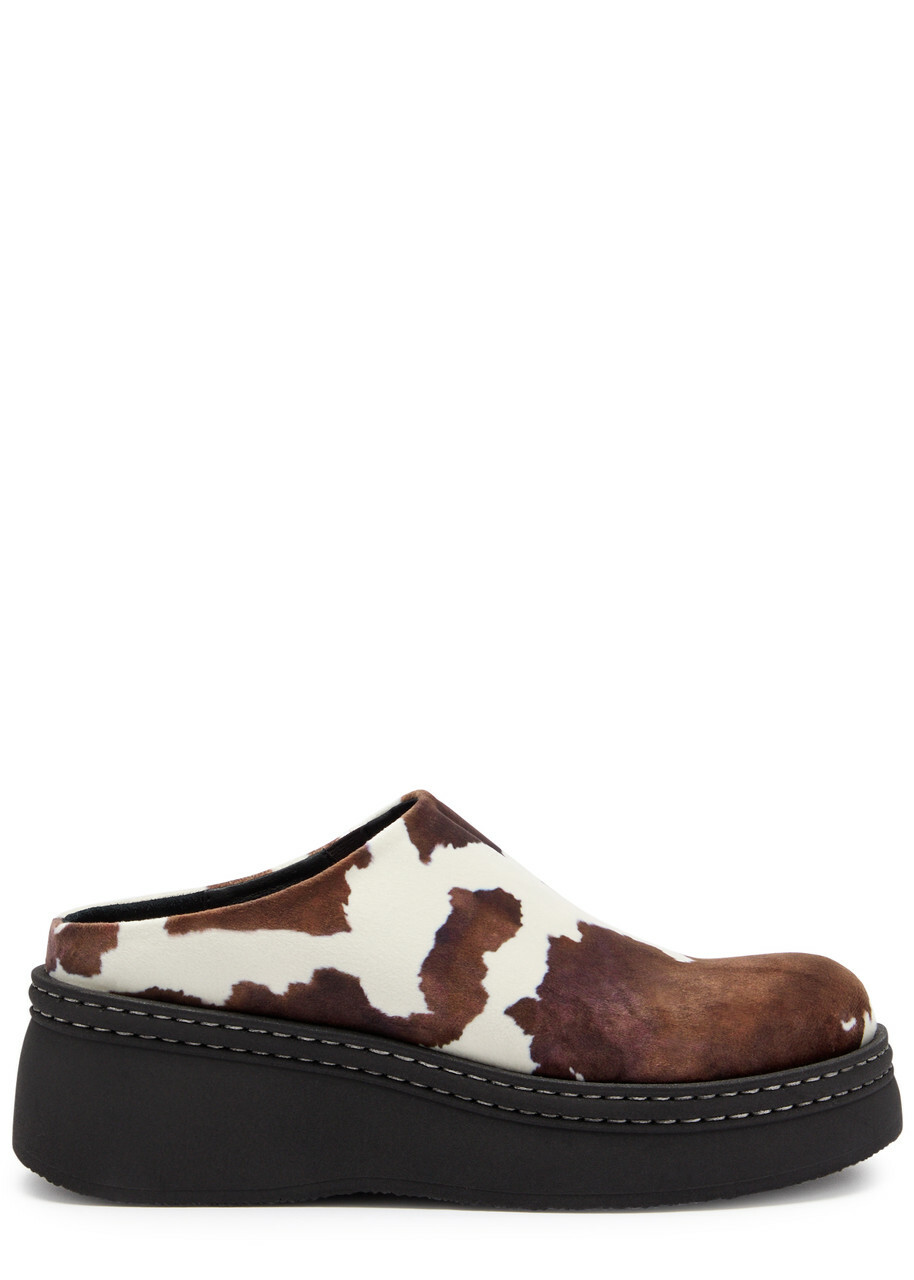 Miista Kristi Printed Faux-suede Mule Black MIISTA