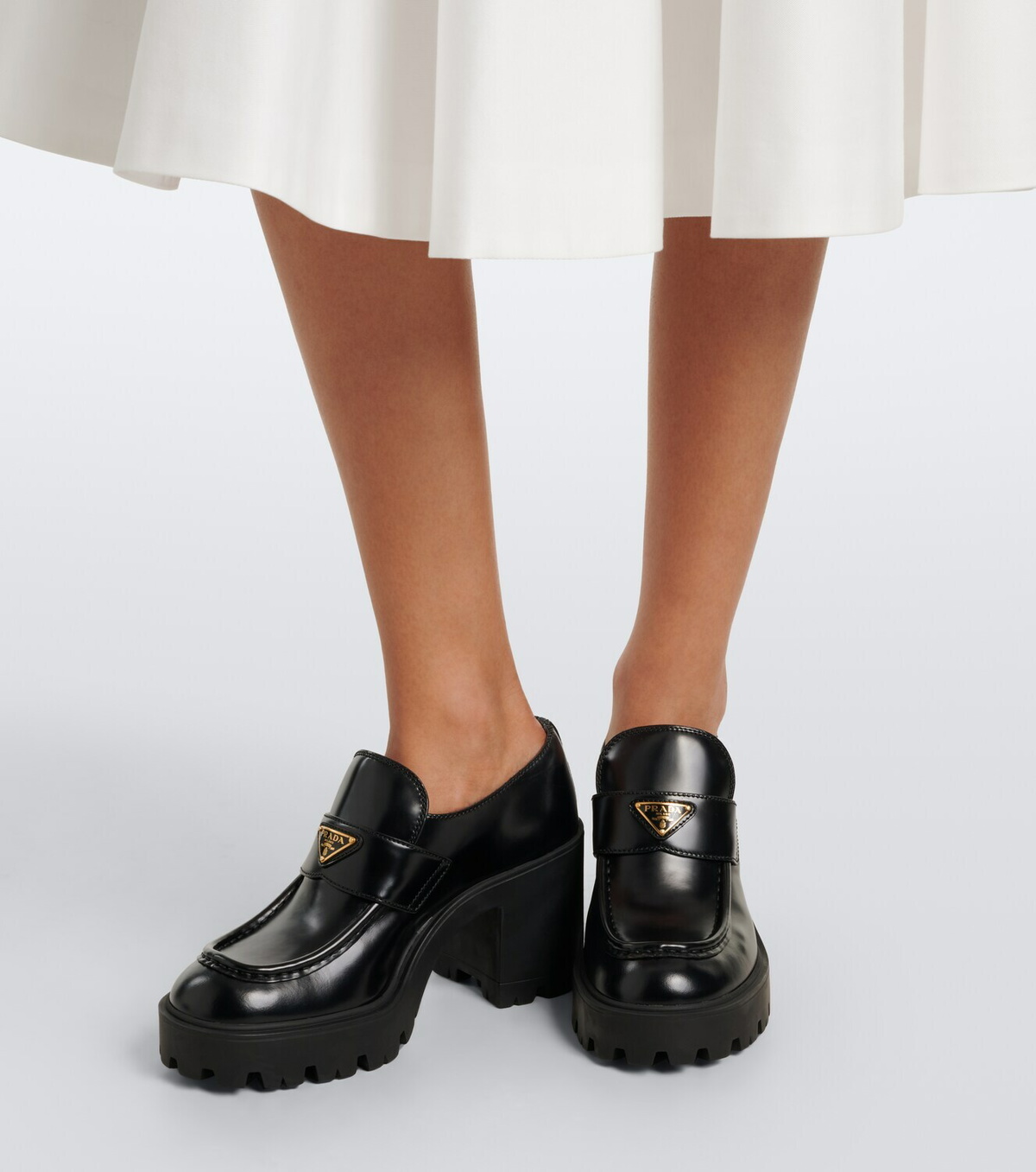 Prada Leather platform loafers