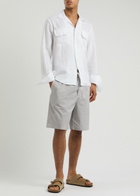 Rag & Bone Irving Striped Stretch-cotton Shorts Grey