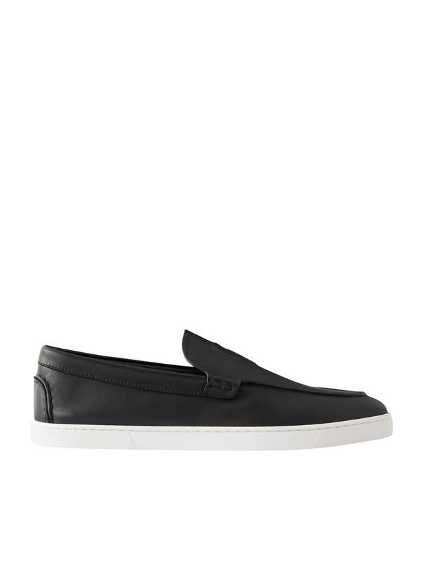 Photo: Christian Louboutin - NeoCL Logo-Embossed Leather Boat Shoes - Black