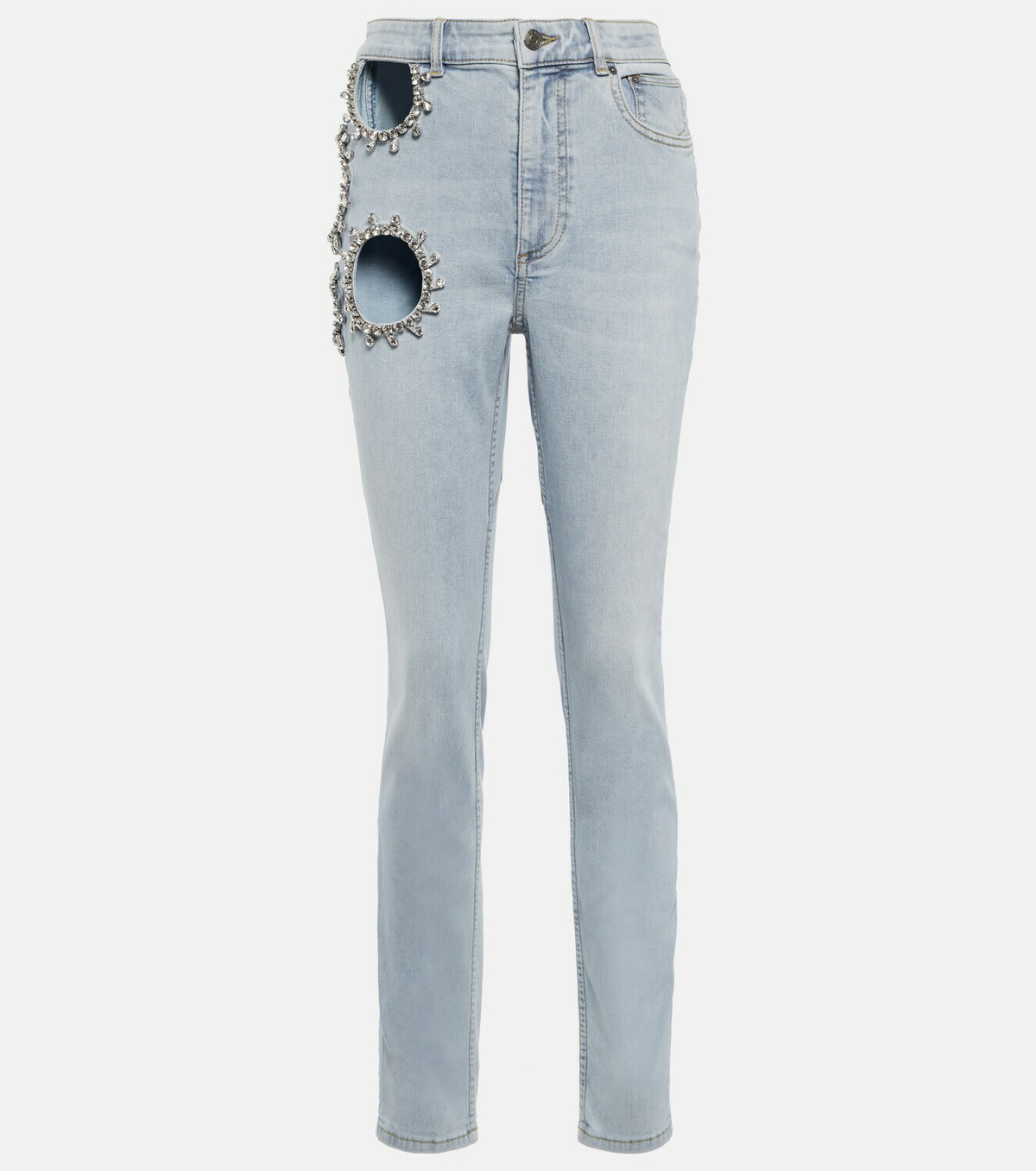 Area - Embellished cutout high-rise jeans