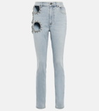 Area - Embellished cutout high-rise jeans