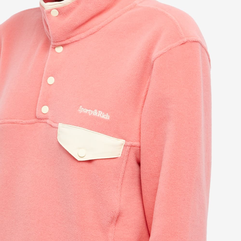 Sporty & Rich Women's Serif Logo Polar Sweat in Strawberry/Cream