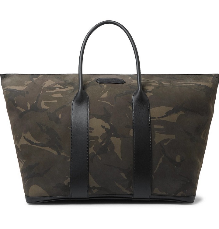 Photo: TOM FORD - Leather-Trimmed Camouflage-Print Nubuck Tote Bag - Green