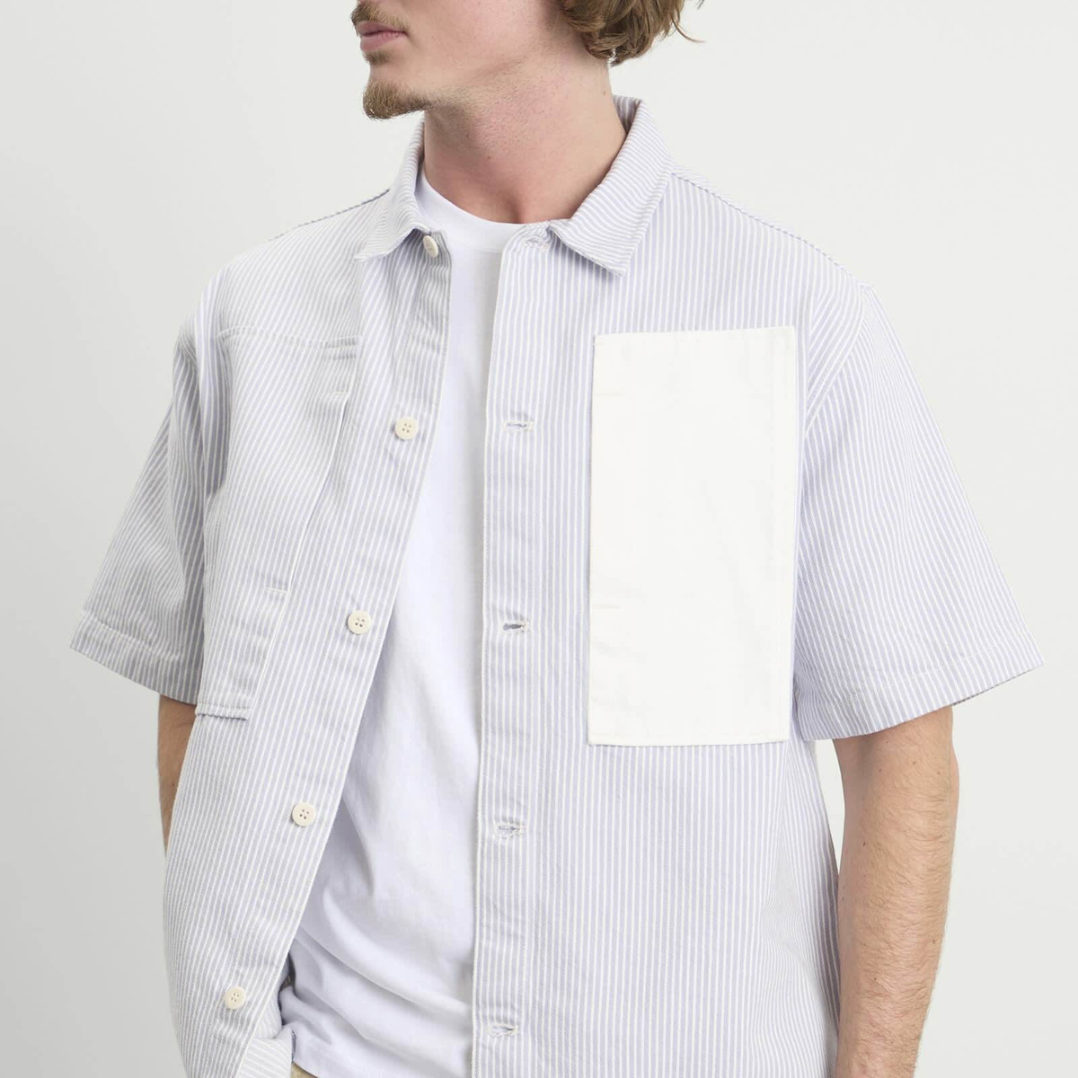 Stan Ray Men's Short Sleeve Painter Shirt in Cosmic Purple Hickory