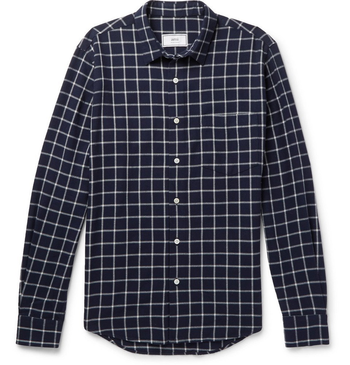 Photo: AMI - Checked Flannel Shirt - Men - Navy