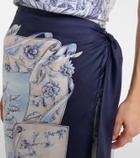 Ferragamo Printed silk wrap skirt