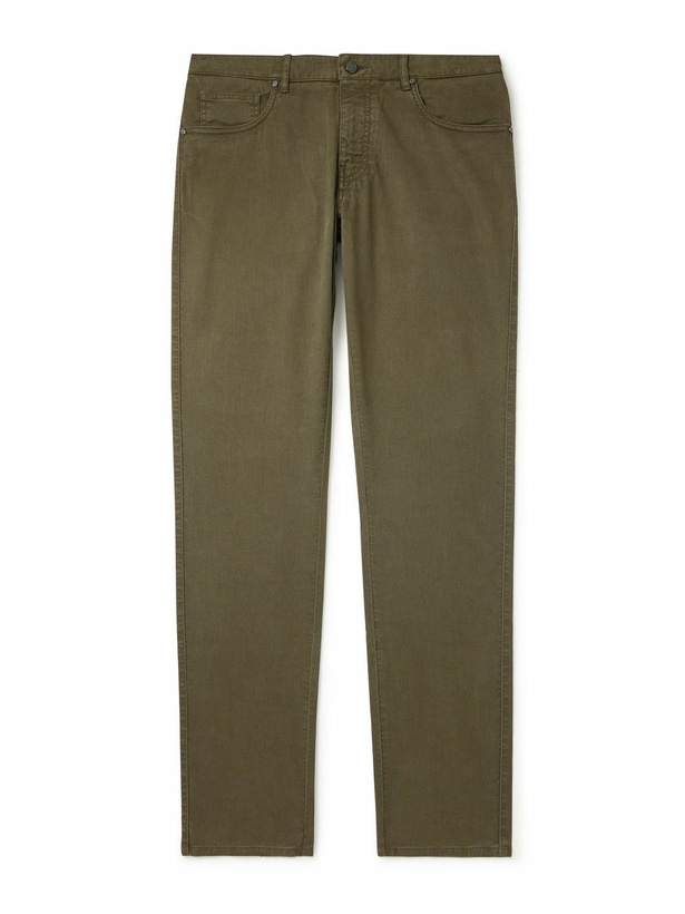 Photo: Purdey - Slim-Fit Straight-Leg Cotton-Blend Twill Trousers - Green