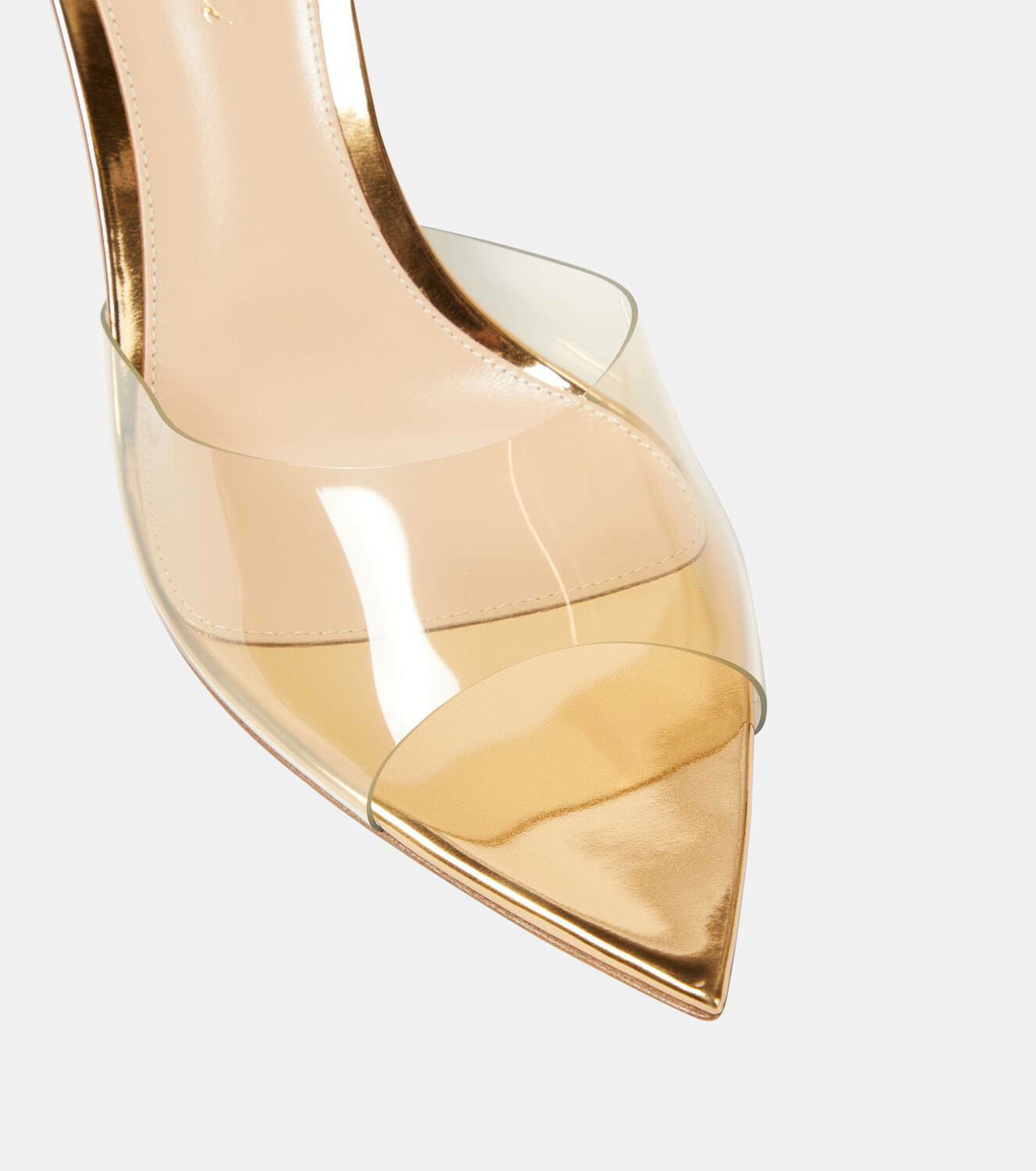 GIANVITO ROSSI Elle 85 PVC and patent-leather mules