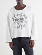 SECOND / LAYER - Distressed Printed Cotton-Jersey T-Shirt - White