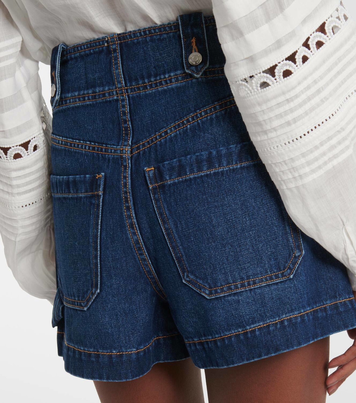 Veronica Beard Jaffee pleated high-rise denim shorts