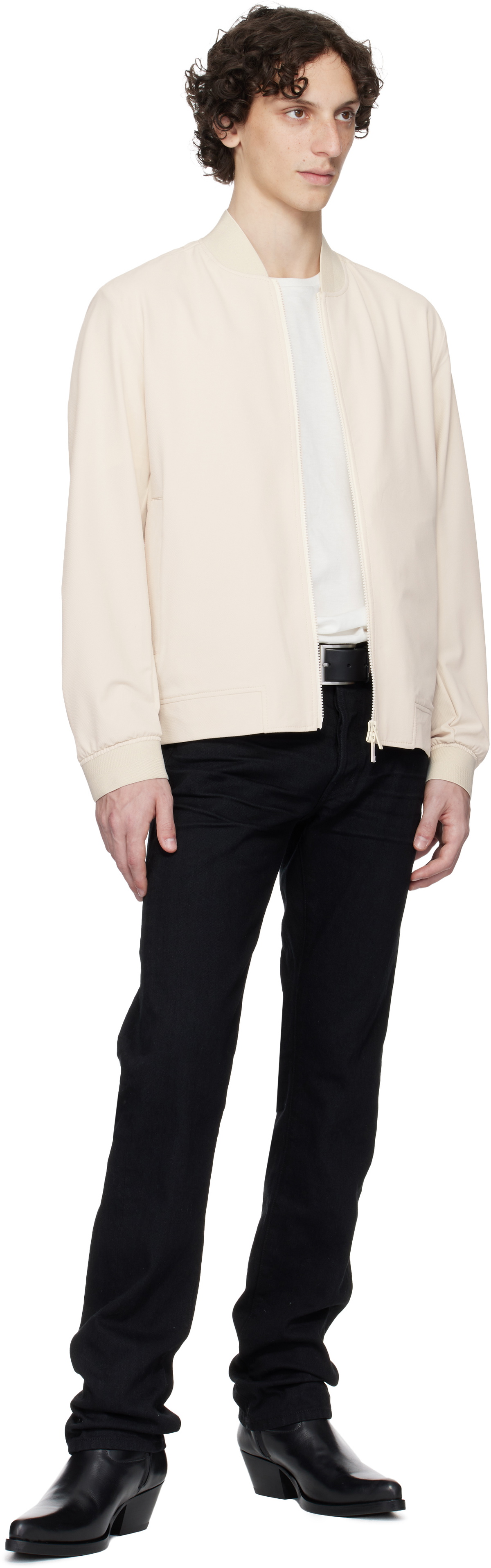 BOSS Off-White Water-Repellent Performance-Stretch Bomber Jacket