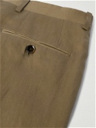 Brioni - Elba Straight-Leg Pleated Silk and Linen-Blend Twill Suit Trousers - Brown