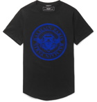 Balmain - Slim-Fit Logo-Flocked Cotton-Jersey T-Shirt - Men - Black