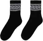 Versace Black Greca Athletic Socks