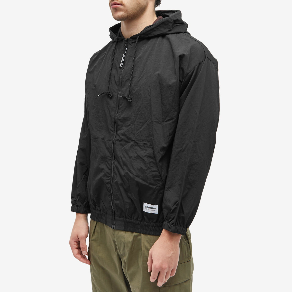 Neighborhood Men's Hooded Zip Up Jacket in Black Neighborhood