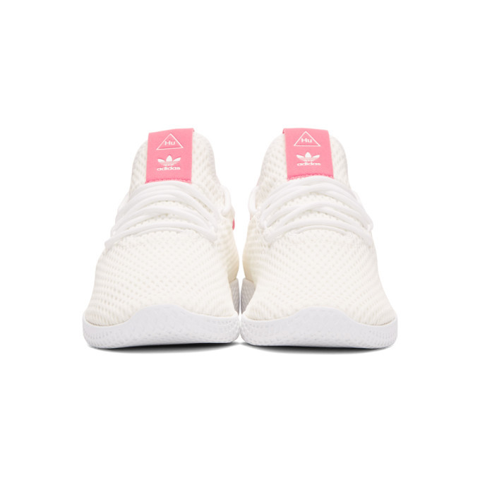 adidas Originals x Pharrell Williams White and Pink Tennis Hu Sneakers