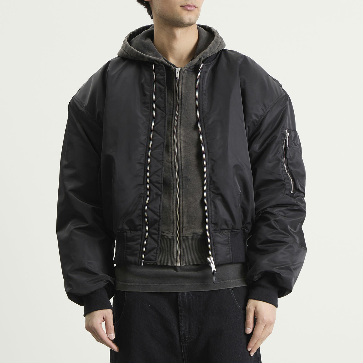 Entire Studios Men's Cropped Broad Bomber Jacket in Oil