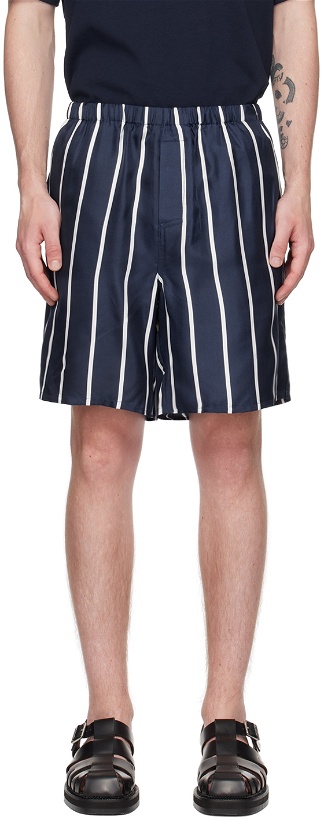 Photo: AMI Alexandre Mattiussi Navy Striped Shorts