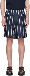 AMI Alexandre Mattiussi Navy Striped Shorts