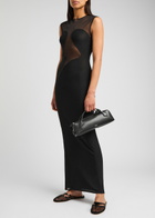 Alaïa Infradito Mesh and Patent Leather Mules Black