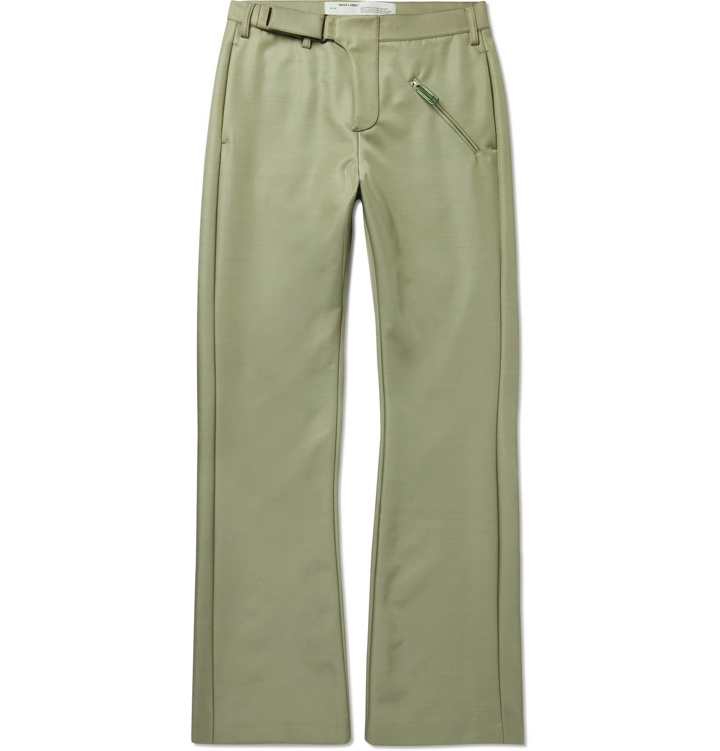 Photo: Off-White - Slim-Fit Flared Sateen Trousers - Green