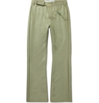 Off-White - Slim-Fit Flared Sateen Trousers - Green