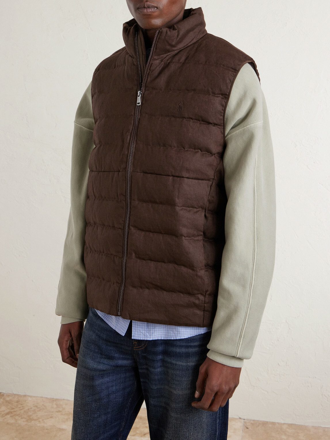 Polo Ralph Lauren - The Colden Logo-Embroidered Quilted Linen Vest - Brown