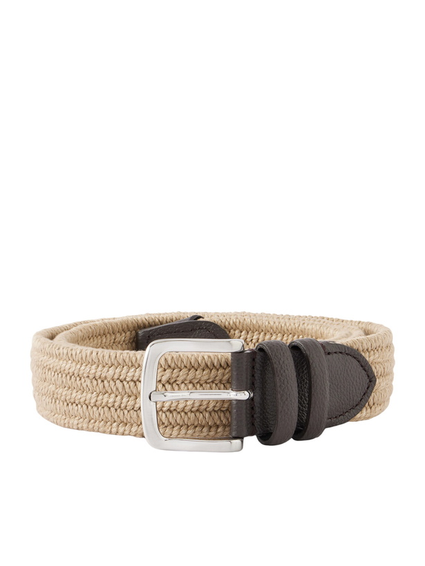 Photo: Mr P. - 3.5cm Leather-Trimmed Woven Belt - Neutrals