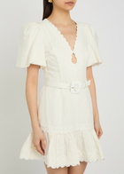 Rebecca Vallance Kahlia Appliquéd Linen-blend Mini Dress Ivory
