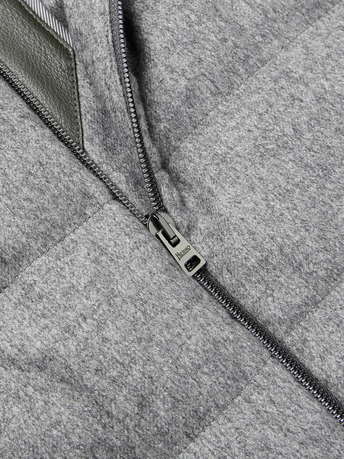 Herno - Leather-Trimmed Quilted Silk and Cashmere-Blend Down