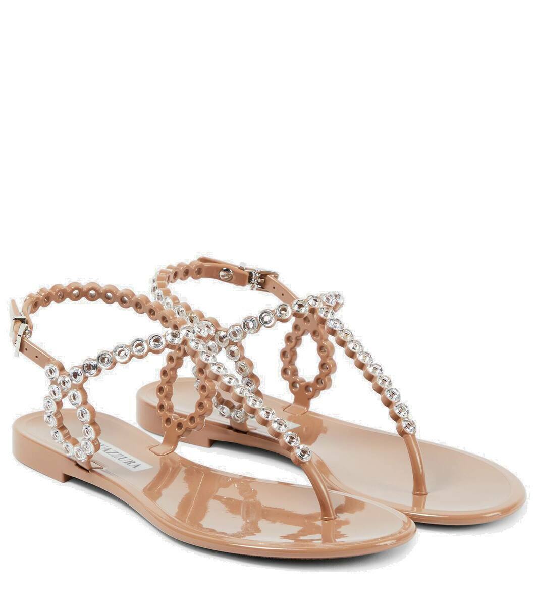【Aquazzura】Almost Bare レザーサンダル ストライプ柄 Aquazzura Almost Bare embellished PVC sandals Aquazzura