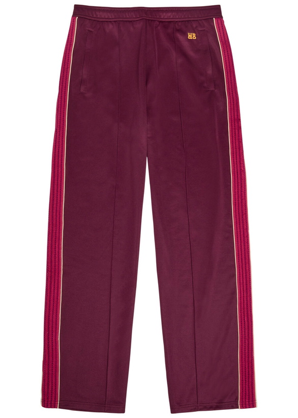 Photo: Wales Bonner Panelled Satin-jersey Track Pants Burgundy