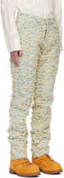 Who Decides War by MRDR BRVDO Blue & Beige Husk Jeans