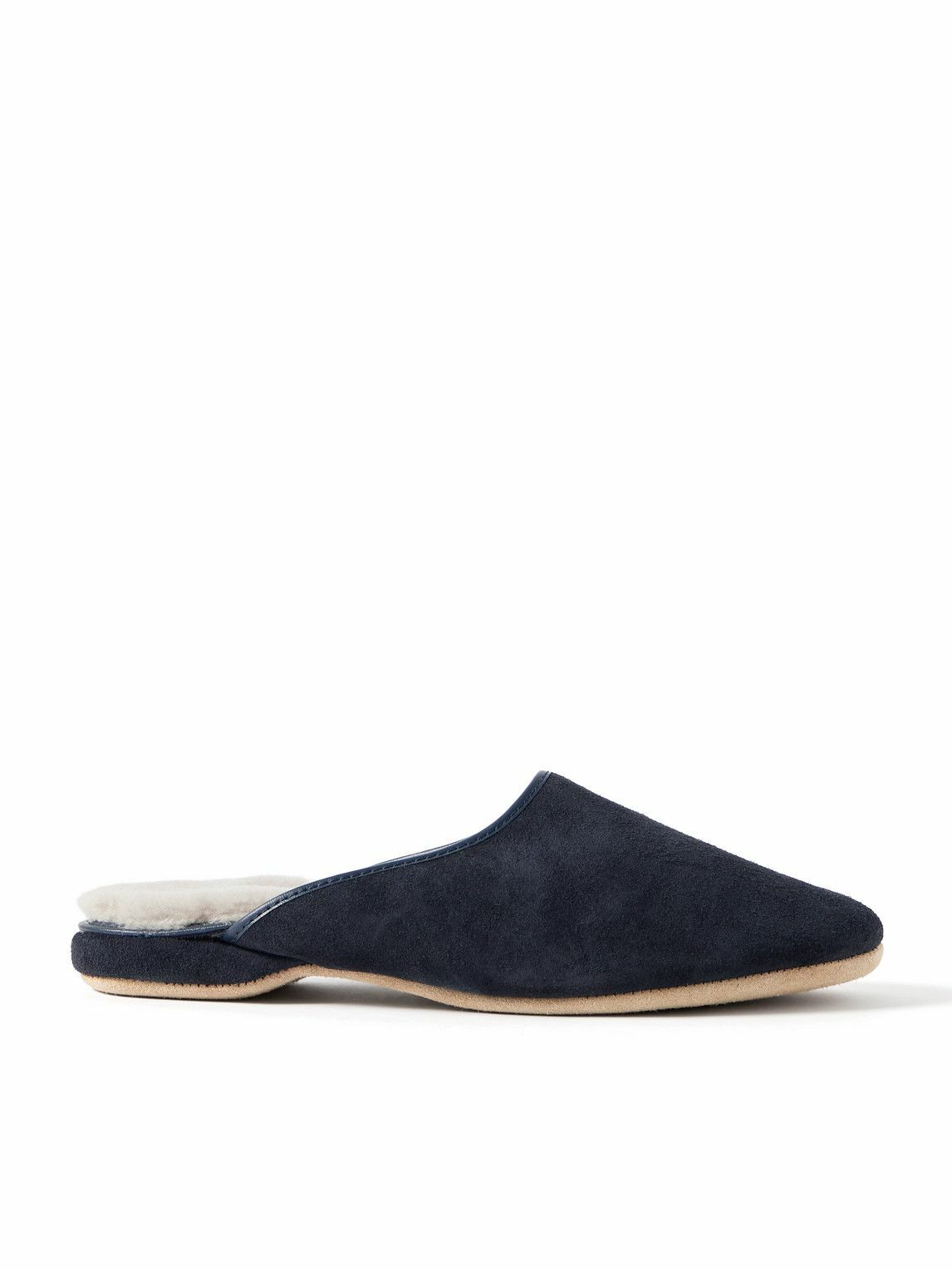 Derek Rose - Shearling-Lined Suede Slippers - Blue