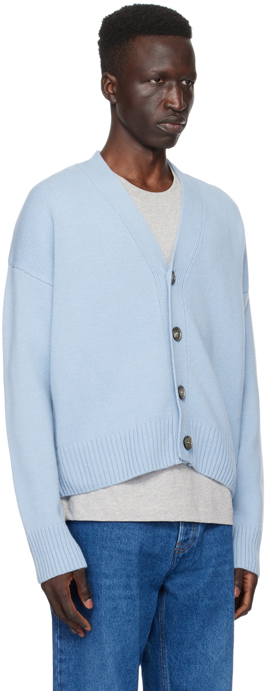 AMI Paris Blue Cropped Cardigan AMI