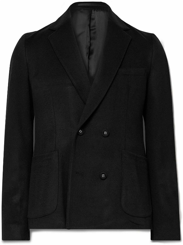 Photo: Officine Générale - Leon Double-Breasted Virgin Wool and Cashmere-Blend Suit Jacket - Black