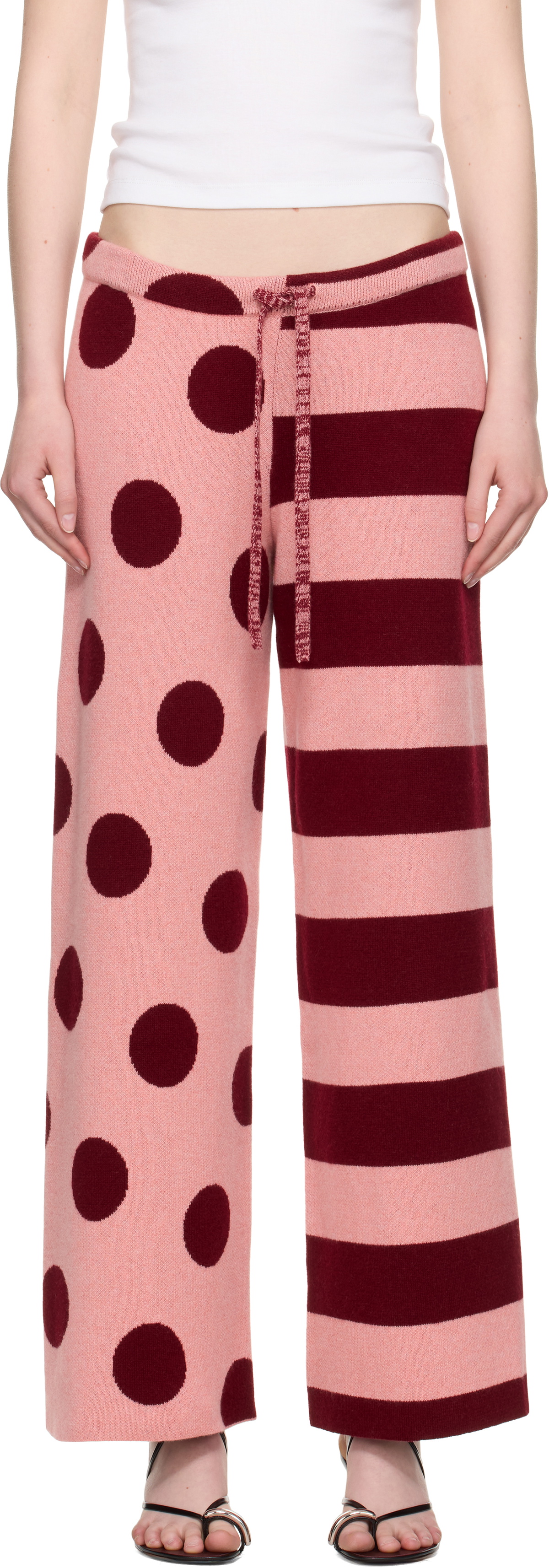The Elder Statesman Pink Stripe Polka Dot Lounge Pants