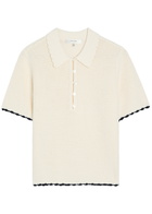 Frame The Daybreak Pointelle-knit Polo top Beige