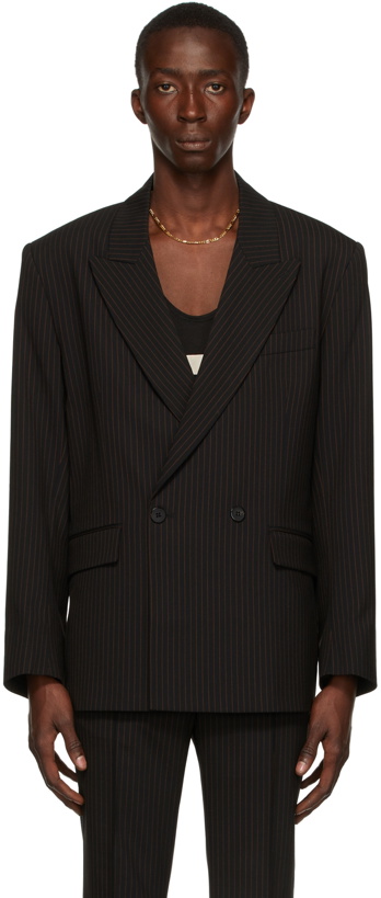 Photo: Ernest W. Baker Black & Orange Pinstripe Double-Breasted Blazer