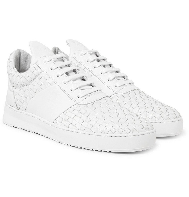 Photo: Filling Pieces - Woven Leather Sneakers - Men - White