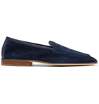 Edward Green - Polperro Leather-Trimmed Suede Penny Loafers - Blue