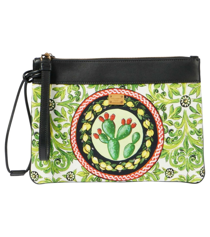 Photo: Dolce&Gabbana Printed leather-trimmed canvas clutch